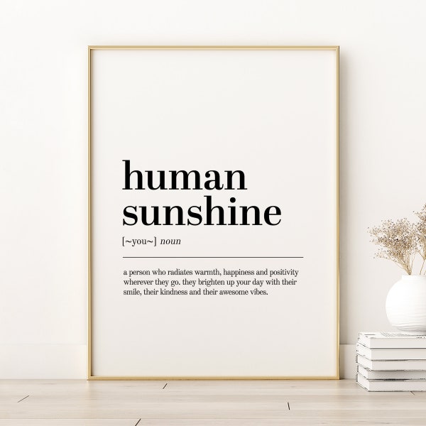 Human Sunshine Definition Print, Office Definition Print, Unique Gift Idea, Gifts For Her, Human Sunshine Dictionary Print, Instant Download