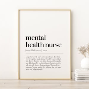 Mental Health Nurse Definition Print, Dictionary Birthday Gift Idea, Gifts For Him, Mental Health Nurse Printable Wall Art, Digital Download