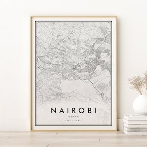 Mapa da cidade de Nairobi, mapa personalizado do Quênia, novo presente de emprego, locais personalizados, impressão do mapa de Nairobi Quênia, presentes para ele, mapa da cidade, download digital