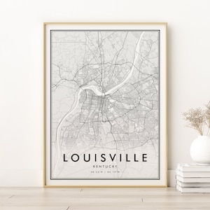 Impresión de mapas de Louisville, mapa de la ciudad de Louisville Kentucky, cartel de mapa de calles retro, cartel de hoja de ruta minimalista, regalos para ella, descarga digital