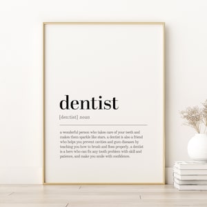 Dentist Definition Print, Dentist Unique Gift Poster, Dentist Inspirational Poster, Printable Quote Art, Minimalist Print, Instant Download