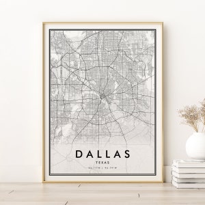 Impressão do mapa de Dallas, mapa da cidade de Dallas, pôster para impressão de Dallas Texas, arte retrô do mapa de ruas de Dallas, melhor decoração de casa, download instantâneo do mapa de Dallas