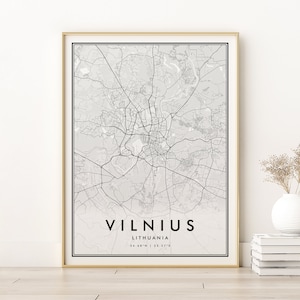 Vilnius Karte Print, Vilnius Litauen Stadt Karte Poster, einzigartige Geschenkidee, benutzerdefinierte Stadtpläne, minimalistische Kunst, Design Digital Download
