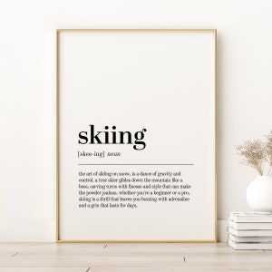 Impression de définition de ski, Affiche imprimable de ski, Art mural rétro, Affiche minimaliste, Affiche esthétique, Impression de dictionnaire, Téléchargement instantané