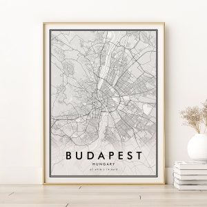 Budapest Karte drucken, Ungarn Stadtplan drucken, benutzerdefinierte digitale Karte Download, Budapest Stadtplan Poster, Valentinstagsgeschenk, druckbare Retro-Karte
