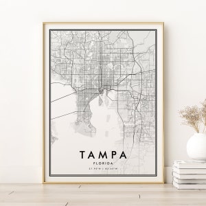 Tampa Map Print, Tampa Florida stadskaart poster, Tampa City kaart kunst, minimalistische kunst digitaal ontwerp, cadeaus voor haar, Tampa Map Instant Download