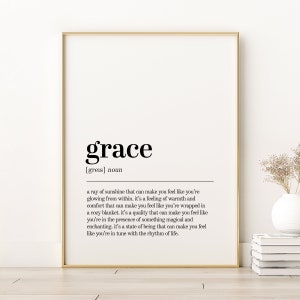 Grace Definition Print, Grace Printable Poster, Grace Wall Prints, Minimalist Poster, Aesthetic Poster, Dictionary Print, Instant Download