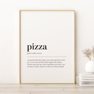 Pizza Definition Print, Printable Poster, Pizza Wall Art Prints, Minimalist Poster, Aesthetic Poster, Dictionary Print, Instant Download