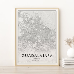 Guadalajara Mexiko Karte Druck, Guadalajara Stadt Karte, Minimalistische Karte Poster, minimalistische Mexiko Karte Kunst, Geschenke für sie, digitaler Download