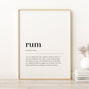 Rum Definition Print, Rum Unique Gift Poster, Rum Inspirational Poster, Rum Printable Art, Quote Print, Minimalist Print, Instant Download