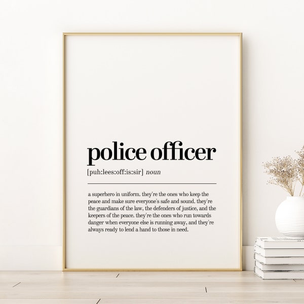Police Officer Definition Print, Office Definition Print, Unique Gift Idea, Gifts For Her, Police Officer Dictionary Print, Instant Download