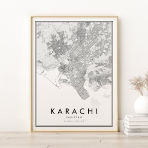 Karachi Karte Print, Karachi Pakistan Landkarte Poster, Retro Geschenk Stadt Karte minimalistische Kunst, digitales Design, Geschenke für sie, Instant Download