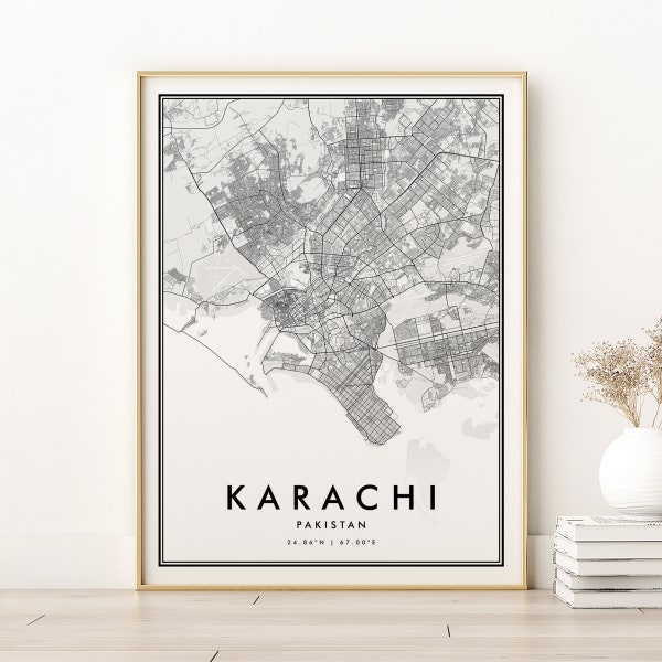 Karachi  Map Print, Karachi Pakistan country map poster, Retro Gift City Map minimalist art, digital design, gifts for her, Instant Download