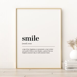 Smile Definition Print, Smile Office Definition Print, Smile Unique Gift Idea, Gifts For Her, Smile Dictionary Art Print, Instant Download