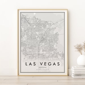 Impression de carte de Las Vegas, carte de la ville de Las Vegas, Nevada, impression de carte rétro, emplacement personnalisé carte personnalisée, carte de la maison, cadeaux pour elle, téléchargement numérique