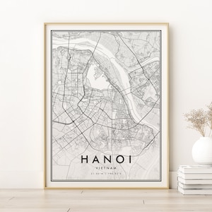 Hanoi Karte Drucken, Hanoi Vietnam Stadt Karte Poster, Retro Reise Reise Karte, Hanoi Vietnam Straßenkarte, individuelle Geschenke für sie, digitaler Download
