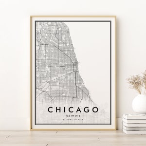 Chicago Map Print, Chicago Illinois City Map, Wall Map Poster, Chicago road map, Modern Chicago City Map, personalized gift Digital Download