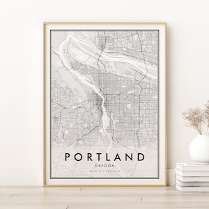 Portland Map Print, Portland Oregon City Map, new job gift, Custom Wedding Location Map, Retro Travel Portland City Map, Digital Download