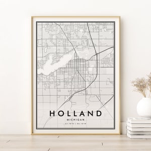 Holland Karte Print, Holland Portugieser Stadt Karte Poster, personalisierte Holland Karte, Retro Strassenkarte Poster, Valentinstag Geschenk, druckbare Karte