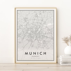Munich Map Print, Personalized Munich Germany City Map, new job gift, Any Location Custom Map, gifts for him, Street Map, Digital Download