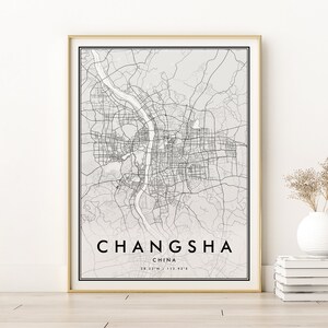 Changsha Map Print, Changsha China City Map, Gift Home Map Poster, Retro Changsha Map Art, gepersonaliseerde kaart, cadeaus voor haar, Digitale Download