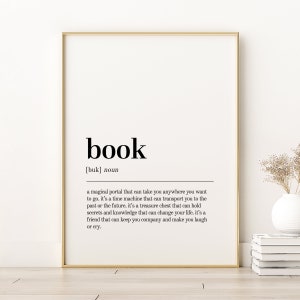 Book Definition Print, Book Office Definition Print, Book Unique Gift Idea, Gifts For Her, Book Dictionary Art Print, Instant Download