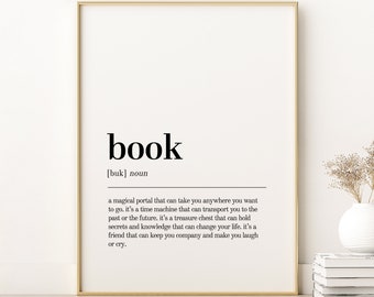 Book Definition Print, Book Office Definition Print, Book Unique Gift Idea, Gifts For Her, Book Dictionary Art Print, Instant Download