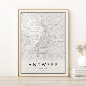 Antwerp Map Print, Antwerp City Map Poster, engagement art, personalized modern map print, Retro Antwerp Belgium Road Map, Digital Download