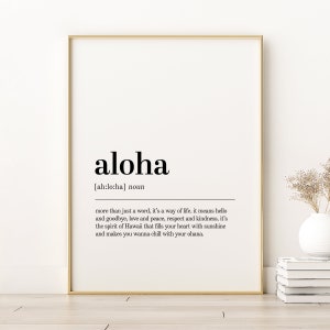 Impressão de definição de Aloha, impressão minimalista de Aloha arte de parede moderna, arte de parede de amor próprio Aloha, impressão de citação de livro de Aloha, download digital