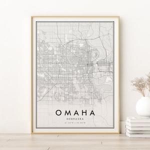 Omaha Map Print, Omaha Nebraska City Map, Travel Trip Road Map Poster, Minimalist Map Art, holiday decor, gifts for him, Digital Download