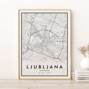 Impresión de mapas de Liubliana, mapa de la ciudad de Liubliana, cartel de mapa imprimible, mapa personalizado de Eslovenia de Liubliana, mejor decoración del hogar, mapa de descarga instantánea