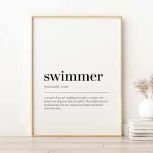 Swimmer Definition Print, Swimmer Definition Print, Unique Gift Idea, Gifts For Her, Swimmer Dictionary Art Print, Swimmer Instant Download