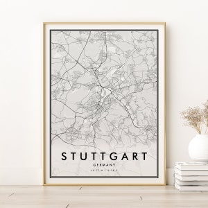 Stuttgart Karte Drucken, Stuttgart Karte, Stuttgart Deutschland Druckbare Karte, Deutschland Retro Karte Poster, Retro Karte Poster, sofort-Download Karte