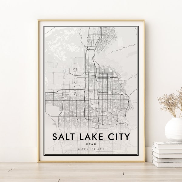 Salt Lake City Map Print, Usa Salt Lake City Utah City map, printable travel street maps, minimalist art, maps and prints, Instant Download