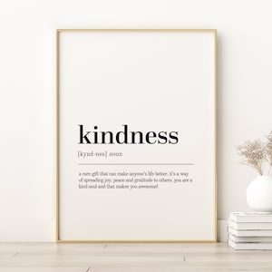 Kindness Definition Print, Kindness Printable Poster, Retro Wall Art Prints, Minimalist Poster, Aesthetic Poster, Kindness Instant Download