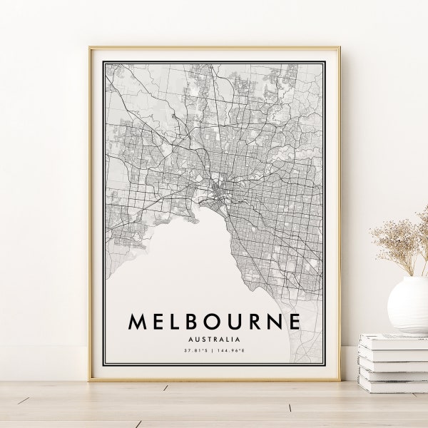 Melbourne Map Print, Melbourne Australia Street Map Poster, Road Map, personalized retro Melbourne City map, gifts for her, Digital Download