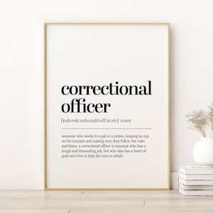 Correctional Officer Definition Print, Printable Poster, Retro Wall Art Prints, Minimalist Poster, Aesthetic Poster, Instant Download