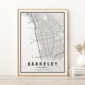 Berkeley Karte Drucken, personalisierte Berkeley Kalifornien Karte, Berkeley Reise Karte Kunst, Geschenke für ihn, Retro Stadt Karte, digitaler Download