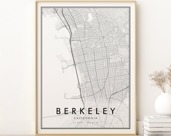 Berkeley Map Print, Personalized Berkeley California City Map, Berkeley Travel Trip Map Art, gifts for him, Retro City Map, Digital Download