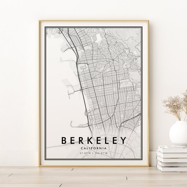 Berkeley Map Print, Personalized Berkeley California City Map, Berkeley Travel Trip Map Art, gifts for him, Retro City Map, Digital Download