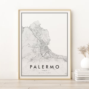 Palermo Karte, italienische Stadt Karte, Poster, italienische Karte, italienische Karte, italienische Karte, italienische Stadtkarte, einzigartige Geschenkidee, minimalistisches Straßenkartendesign, digitaler Download