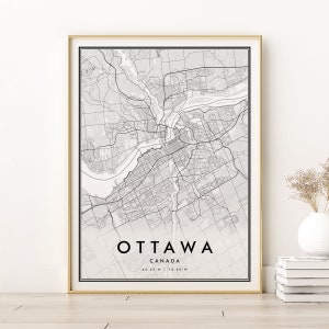 Impressão de mapa de Ottawa, impressão de mapa personalizado de Ottawa Canadá, novo presente de emprego, mapa retrô da cidade de Ottawa, mapa de presentes, impressão de estrada de Ottawa, download digital