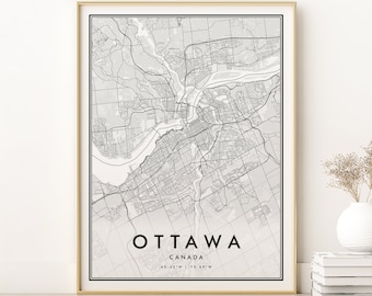 Ottawa Map Print, Ottawa Canada Personalized Map Print, new job gift, Retro Ottawa City Map, gift map, Ottawa Road Print, Digital Download