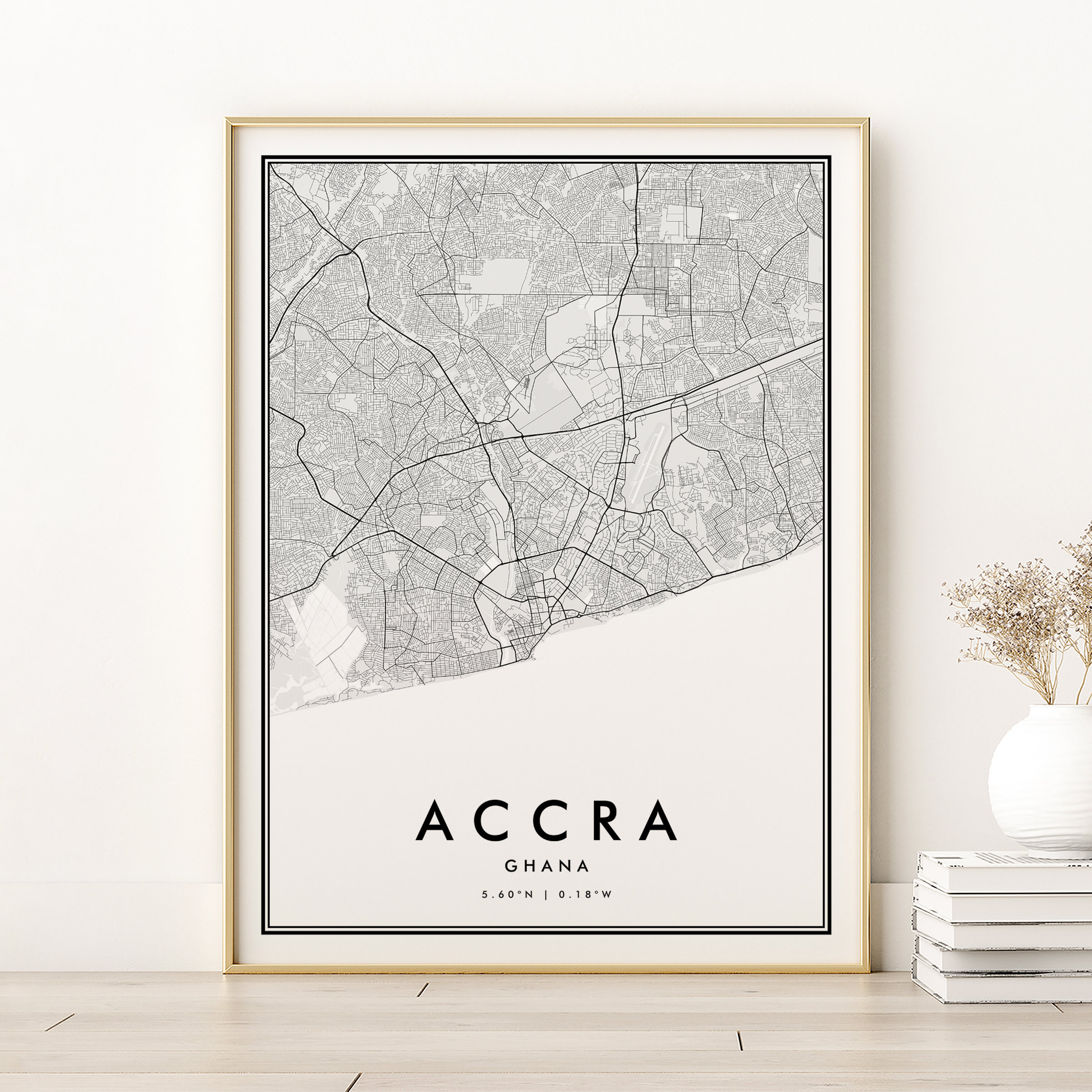 Accra Map Print, Accra Ghana City Map, Modern Map Poster, Minimalist ...