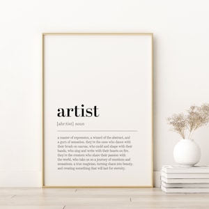 Künstler Definition Print, Künstler einzigartiges Geschenk Poster, inspirierendes Poster, druckbarer Künstler Zitat Druck, minimalistischer Druck, sofortiger Download
