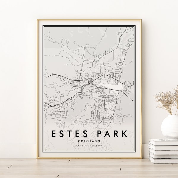 Estes Park Map Print, Estes Park Colorado Town map poster, gifts for her, Personalized Retro City Map Art, map and prints, Digital Prints