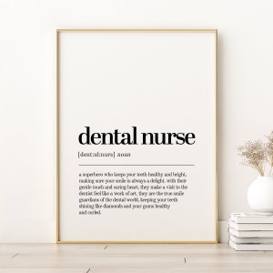 Impressão de definição de enfermeira dentária, pôster de citação de enfermeira dentária, impressões de arte de parede, impressão de arte de pôster estético, presente personalizado, download digital