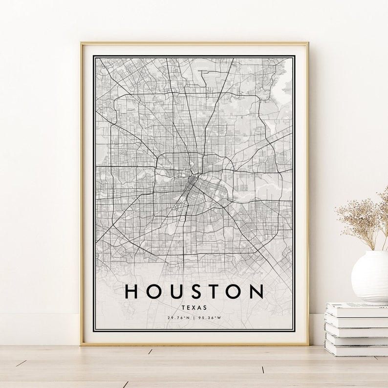 Houston Map Print, Houston City Map, Houston Texas State Map Wall Art ...