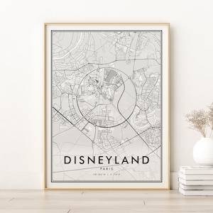 Disneyland France Paris Map Print, Minimalist Map Print, City Road Map Poster, Modern Disneyland Map, unique gift for him, Digital Download