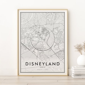 Disneyland Frankrijk Parijs kaart afdrukken, minimalistische kaart afdrukken, stad routekaart poster, moderne Disneyland kaart, uniek cadeau voor hem, digitale download